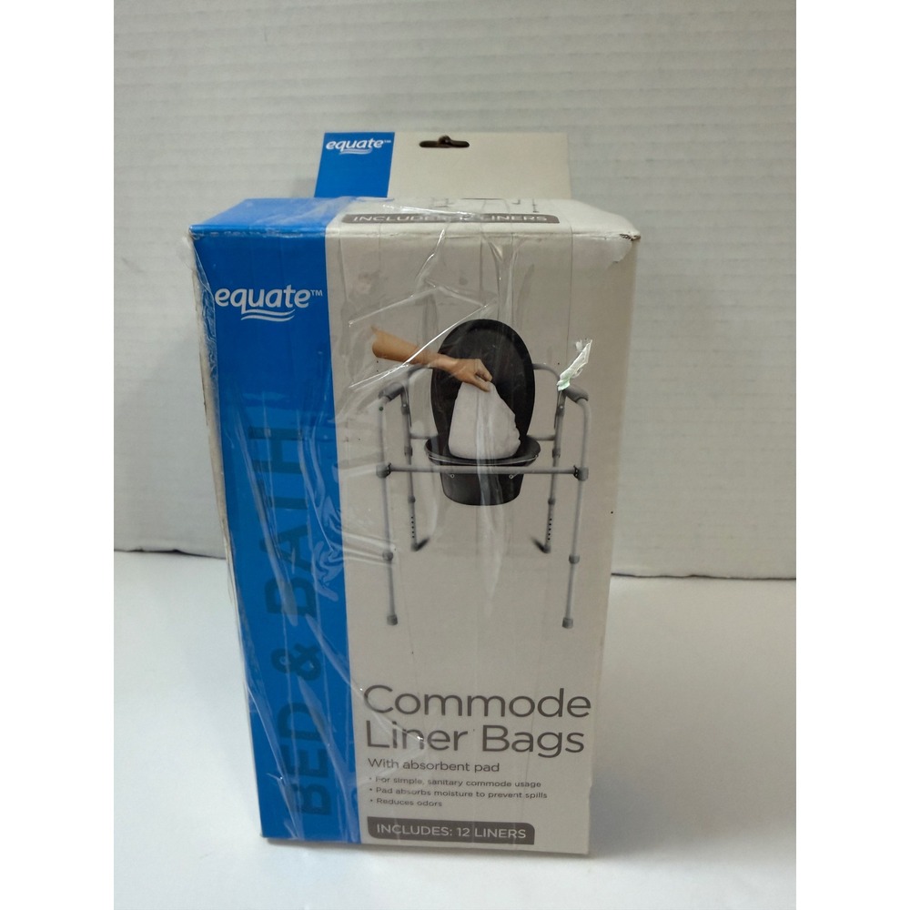 Equate Commode Liner Bags with Absorbent Pad 12 Count WALCOMLINER New